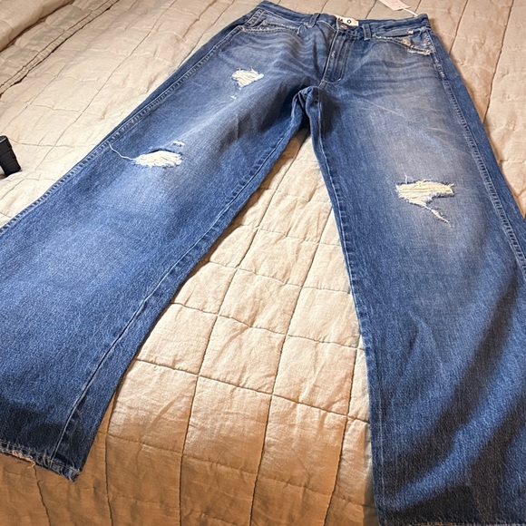 AMO Frida Flare Jeans Size 27 NWT High Rise Distressed Wide Leg $310 - Picture 2 of 7